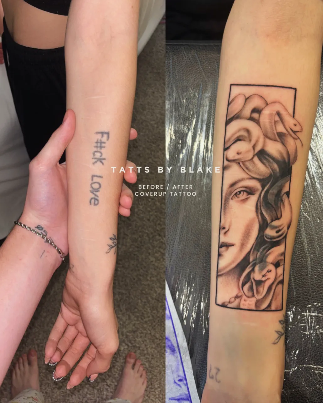 Collection of small script and portrait tattoos